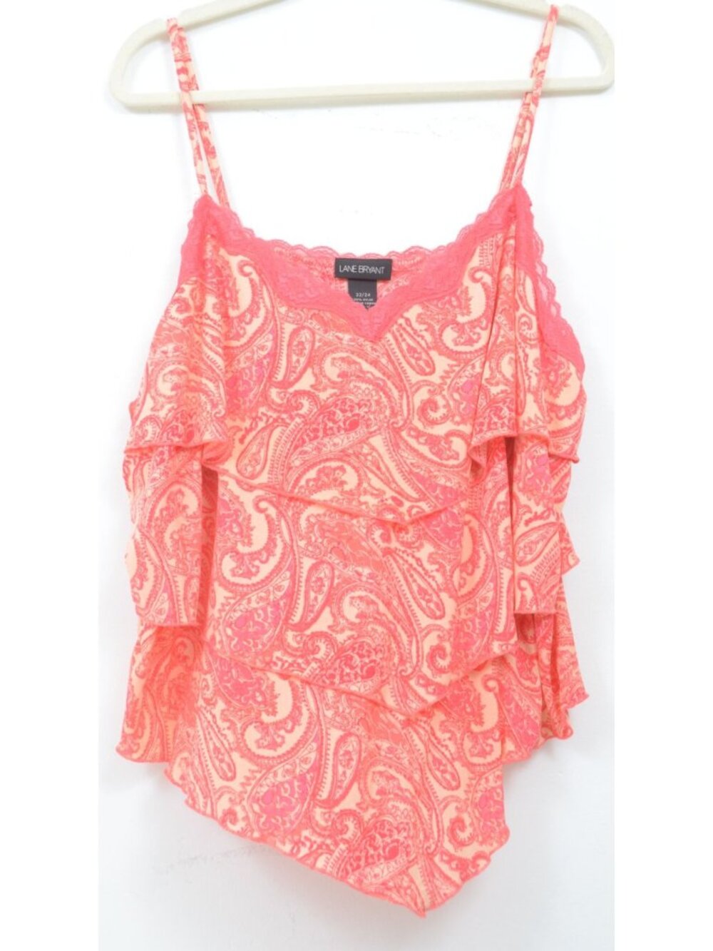 Lane Bryant Plus 22/24 Paisley Ruffles Tiered Adjustable Strap Tank Top Blouse